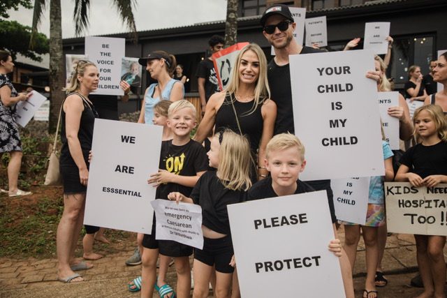 Families gathered for Rise Up for Healthcare