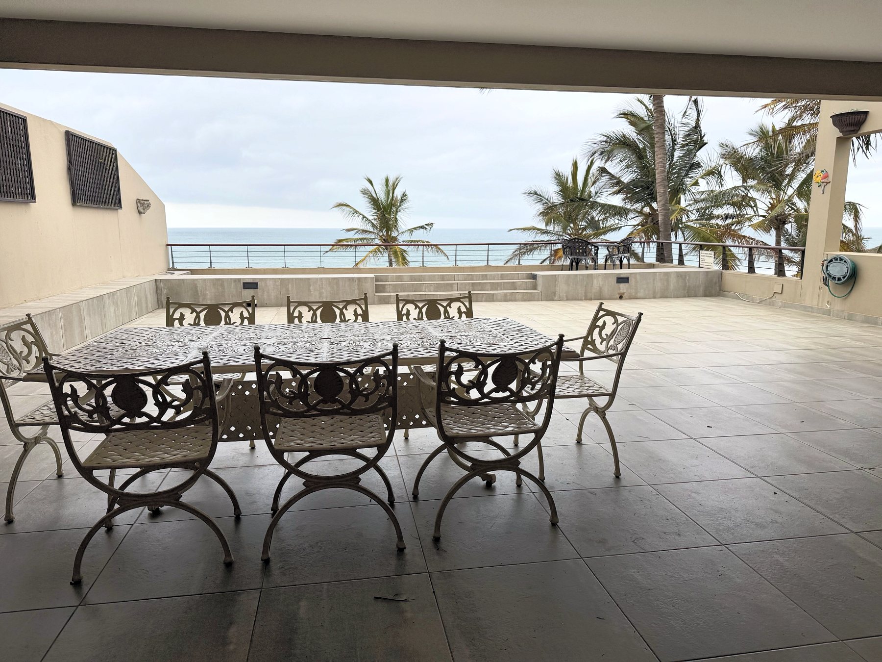 Outdoor dining for eight on the balcony